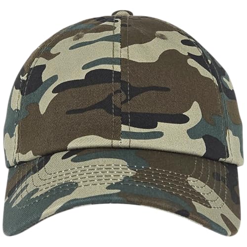 E BY ELIDAN Classic Dad Hat Cotton, Low-Profile Plain Baseball Cap, Adjustable, Breathable and Packable - color: Camo