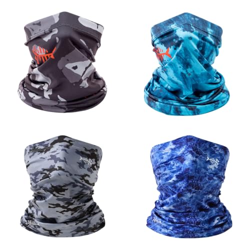 BASSDASH 4 Pack UPF 50+ UV Protection Neck Gaiter Sun Protector for Fishing Hunting Kayaking Hiking Cycling Outdoor - color: Collection I