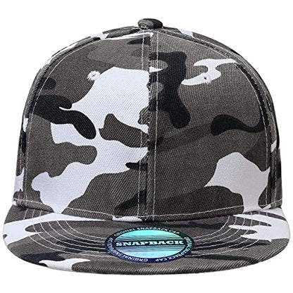 Falari Wholesale 12 Pack Snapback Hat Cap Hip Hop Style Flat Bill Blank Solid Color Adjustable Size - color: 12-pack Gray Camouflage