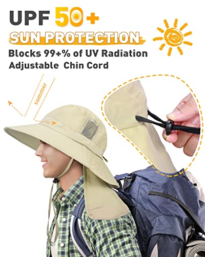 Tirrinia Neck Flap Fishing Safari Cap for Men - color: #1 Tan