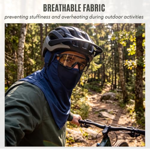 Face Balaclava Neck Cover Cooling Ice Silk Ski Mask - color: Navy Blue