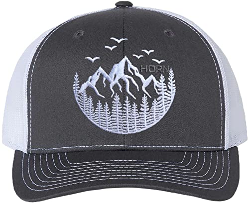 HORN GEAR Trucker Hat - Mountain Hat Edition - color: Charcoal/White