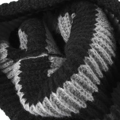 CORIRESHA Unisex Fashion Striped Beanie Cuffed Winter Warm Cozy Chunky Rib Knit Hat - color: Khaki White