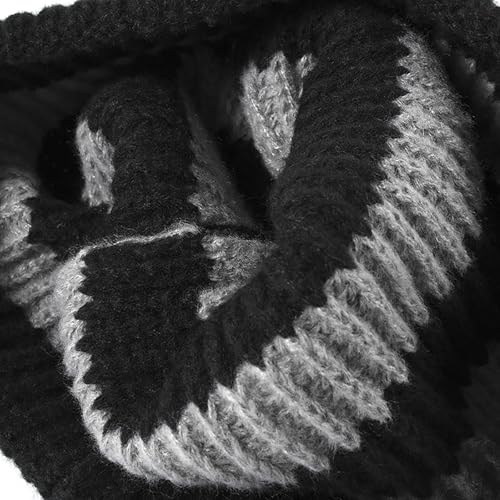 CORIRESHA Unisex Fashion Striped Beanie Cuffed Winter Warm Cozy Chunky Rib Knit Hat - color: Black Grey