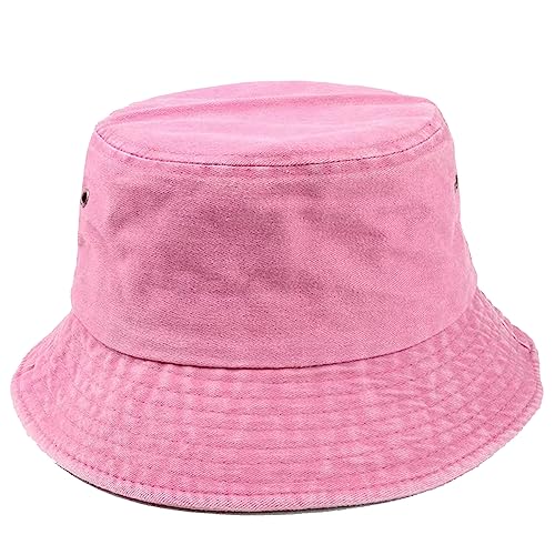 Premium Cotton Bucket Hats,Packable Hats for Men Women,Summer Bucket Hat,Fishing Sun Hats - color: Pink
