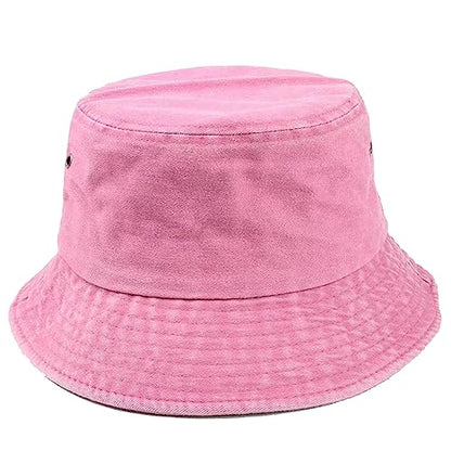 Premium Cotton Bucket Hats,Packable Hats for Men Women,Summer Bucket Hat,Fishing Sun Hats - color: Pink