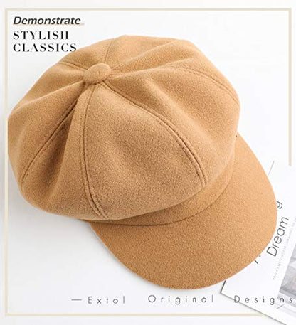 Sumolux Women Beret Newsboy Hat French Cap Classic Winter - color: Camel