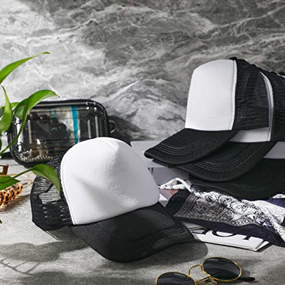 Hercicy 40 Pack Blank Trucker Hat Bulk - color: Black and White