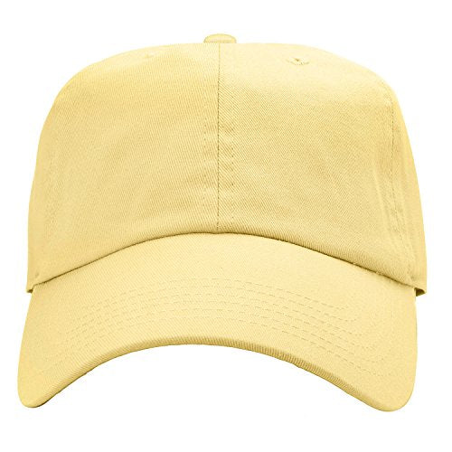 Falari Classic Baseball Cap Dad Hat 100% Cotton Soft Adjustable Size - color: Light Yellow