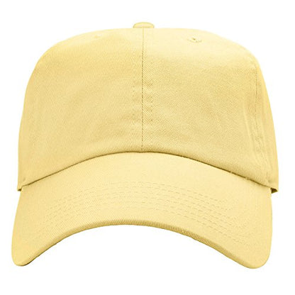 Falari Classic Baseball Cap Dad Hat 100% Cotton Soft Adjustable Size - color: Light Yellow