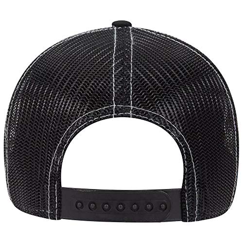 Ashen Fane 6 Panel Low Profile Contrast Vertical Mesh Back Snapback Hat - color: Blk/Ch.gry/Blk