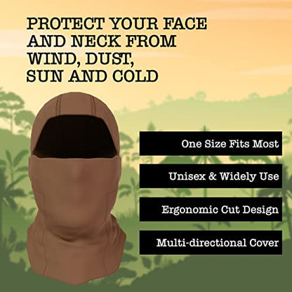 BaHoki Essentials Balaclava Ski Mask - Breathable Thermal Face Cover for Cold Weather - Wind-Resistant Head Gear - style: Brown