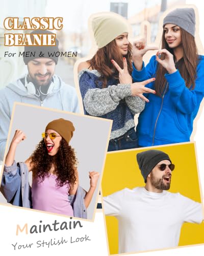 ROYBENS Thin 100% Cotton Beanie for Men Women Lightweight Slouchy Chemo Hat - color: 1pcs-beige