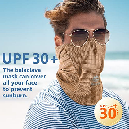 Balaclava Ski Mask, Sun Protection Breathable Face Cover Men Women - color: Grey+brown