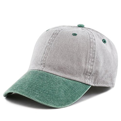 The Hat Depot 100% Cotton Pigment Dyed Low Profile Dad Hat Six Panel Cap - color: 2. Gray/Green