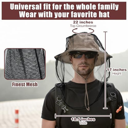 Rosoz Sun Hats for Men Women Bucket Hat UPF Protection Wide Brim Boonie Hat - color: 1pack-khaki-net
