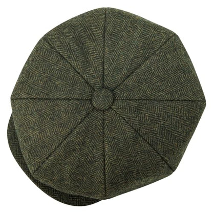BOTVELA Men's 8 Panel Wool Blend Newsboy Flat Cap - color: Green, size: 7 7/8