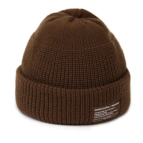 UNDERCONTROL Winter Trawler Fisherman Beanie Men Women Unisex Stylish Plain Docker Skull Hat Roll up Watch Cap Color Pack - color: Brown