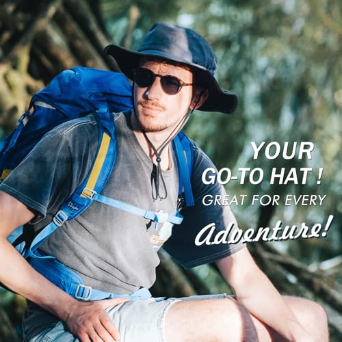 TOP-EX Wide Brim Bucket Sun Hat for Men & Women, Quick-Dry Boonie Hat, Mesh - color: Dark Gray, size: Medium-Large