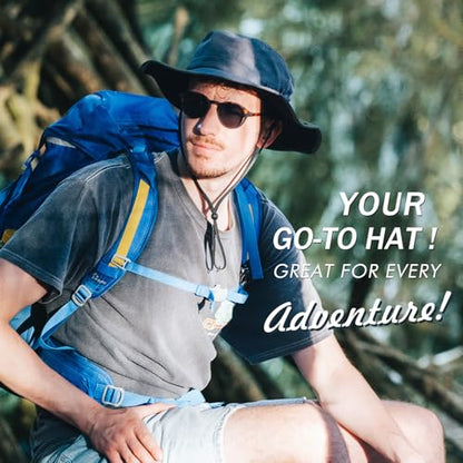 TOP-EX Wide Brim Bucket Sun Hat for Men & Women, Quick-Dry Boonie Hat, Mesh - color: Dark Gray, size: Medium-Large