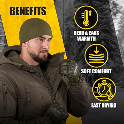 M-Tac Elite Fleece Watch Cap - Military Tactical Beanie Hat Winter Skull Cap - color: Olive Dark, size: Small