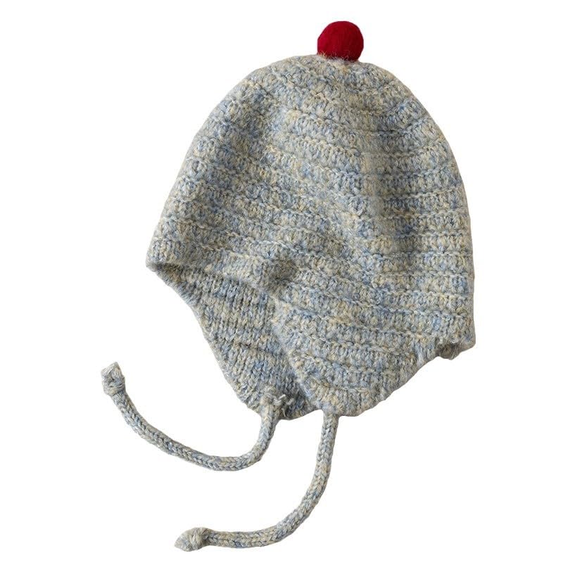 PENINSULA LOVE Toddler Kids Peruvian Beanie Hat Winter Earflap Knitted Beanie Slouchy Ski Snow Hat for Boys Girls 2-6 Years - color: Light Blue