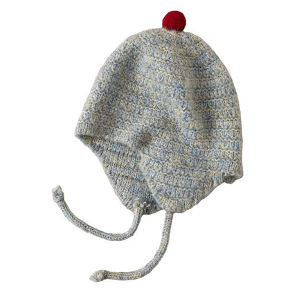 PENINSULA LOVE Toddler Kids Peruvian Beanie Hat Winter Earflap Knitted Beanie Slouchy Ski Snow Hat for Boys Girls 2-6 Years - color: Light Blue