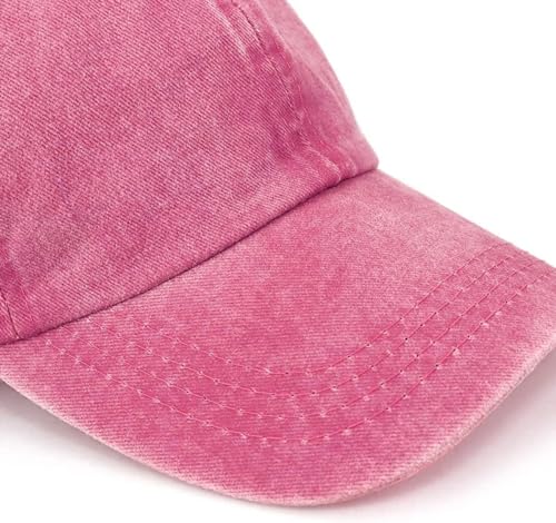 Glamorstar Classic Unisex Baseball Cap Adjustable Washed Dyed Cotton Ball Hat - color: Red Wine+black+pink