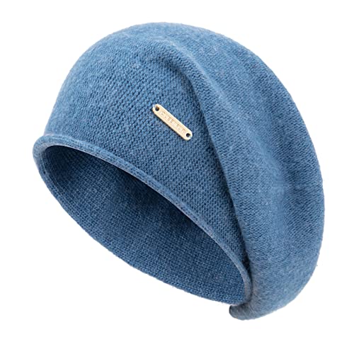 Knit Slouchy Beanie Hats for Women Cashmere Ski Cap Knitted Wool Soft Warm Winter Hat - color: A12-dark Blue
