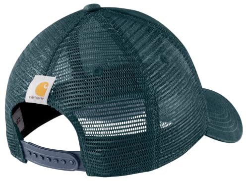 Carhartt Men's Canvas Mesh-Back Logo Graphic Cap - color: Dark Harbor Teal/Approaching Storm