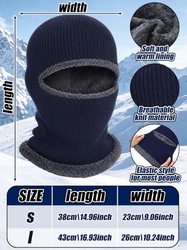 SATINIOR 2 Pcs Ski Masks Winter Balaclava Fleece - color: Black, Navy Blue, size: Small
