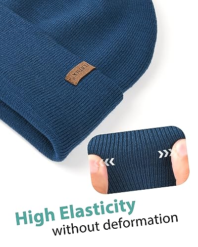 FURTALK Beanie for Men Women Cuffed Thick Knitted Winter Hat Skull Cap - color: Blue