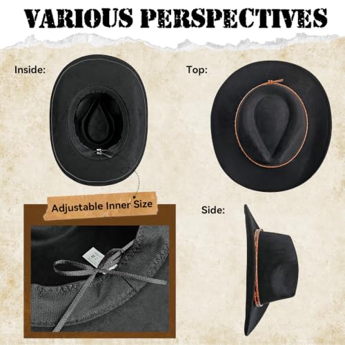 Western Cowboy Hat for Women, Shapeable Wide Brim Classic Cowgirl Hat - color: Color 2