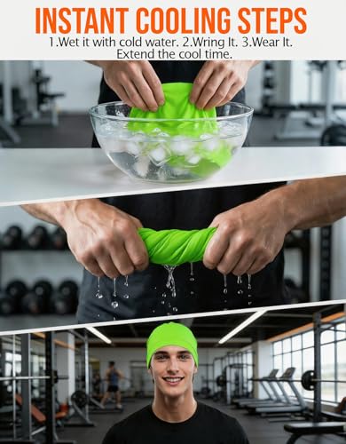 Sweat Wicking Skull Caps Cooling Helmet Liner Hat Running Beanie Cycling Skullcap Sleeping Cap for Men Women - color: Neon Yellow