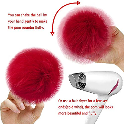 SIQUK 30 Pieces Faux Fur Pom Pom for Hats with Elastic Loop - color: Rainbow