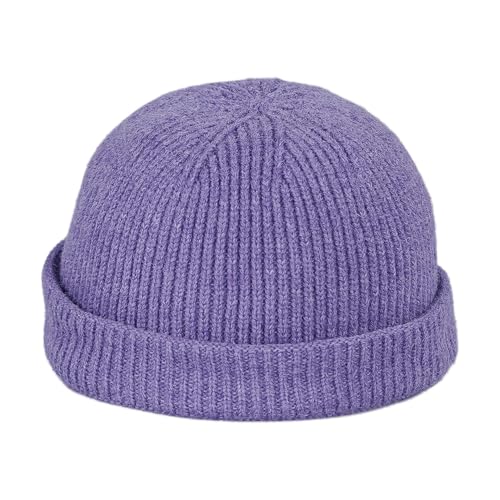Croogo Brimless Hat Beanie Docker Cap Rolled Cuff Worker Sailor Skullcap - color: Ct47-purple