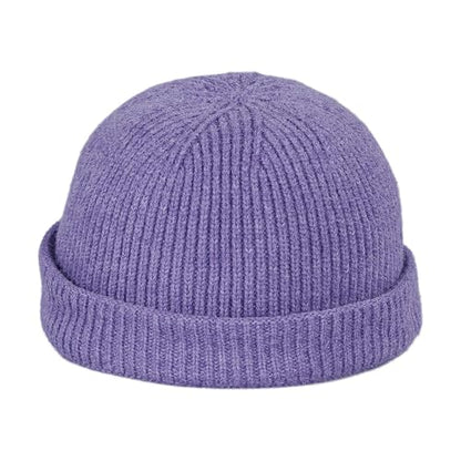 Croogo Brimless Hat Beanie Docker Cap Rolled Cuff Worker Sailor Skullcap - color: Ct47-purple