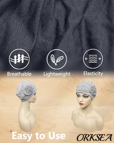 Chemo Headwear for Women Flower Beanies Turbans Hats Head Coverings - color: Grey2