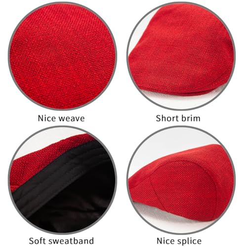 LADYBRO 2-Pack Unisex Flat Cap Newsboy Hats for Men Women Casual Adjustable - color: Black+red