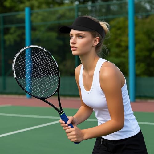 Topbuti 2 Pcs Visors for Women Men Sports Sun Visor Hats Cotton Tennis Golf Visor Hat UV Protection Summer Beach Baseball Cap - color: Black