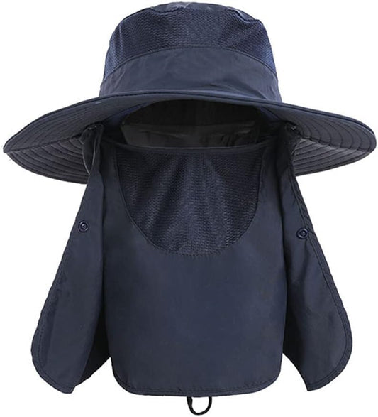 Sun Hat for Men Women Wide Brim Sun Protection Fishing Hat with Face Cover Neck Flap Outdoor UPF50+ Summer Outdoor - color: Sun Hat With Face Cover Neck Flap 02