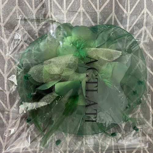 ACTLATI Fascinators Hat for Women Tea Party Headpiece Wedding Cocktail Flower Mesh Feathers Hair Clip 20s Flapper Fascinators - color: A1-dark Green