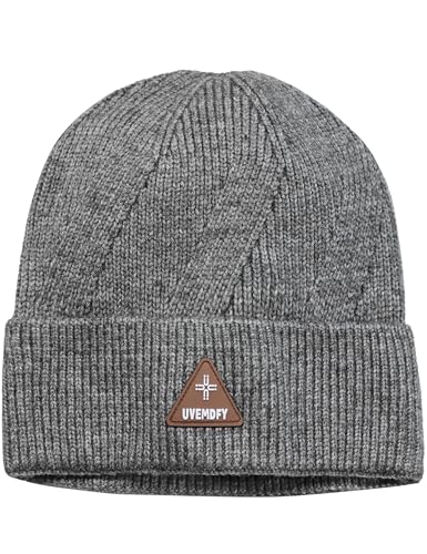 Wool Beanie Hat for Mens Unisex Winter Hats Womens Adults Cuffed Beanies Hiking Knit Skull Cap Warm Fisherman Beanie - color: Grey