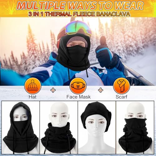 Eurzom 4 Pcs Winter Fleece Balaclava Face Mask - color: Black, Gray, Pink, Rose Red