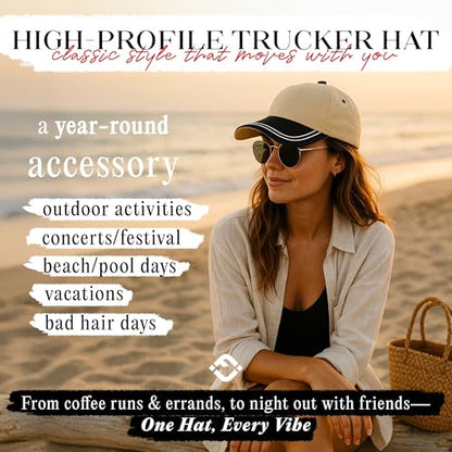 Funky Junque Women's 2 Tone Trucker Hats - color: Black/Beige