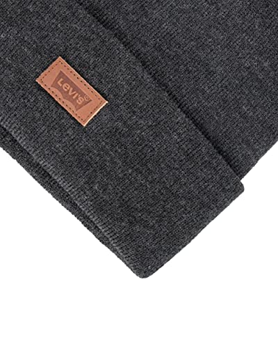 Levi's Mens All-Season Hero Beanie Soft Knit Cuffed Winter Hat, Warm & Comfortable Everyday Style - color: Grey Solid
