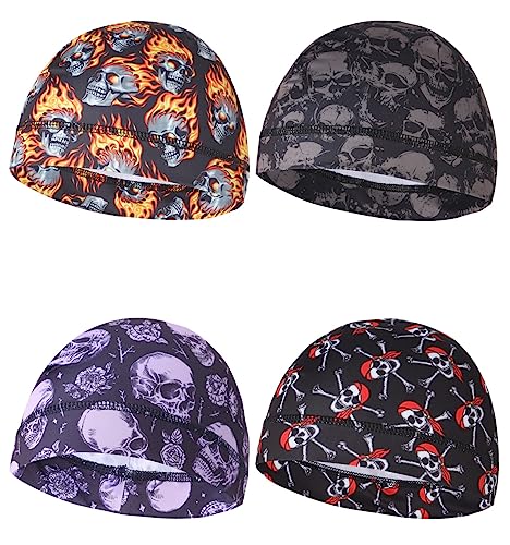 Sweat Wicking Skull Caps Cooling Helmet Liner Hat Running Beanie Cycling Skullcap Sleeping Cap for Men Women - color: Skull Sets