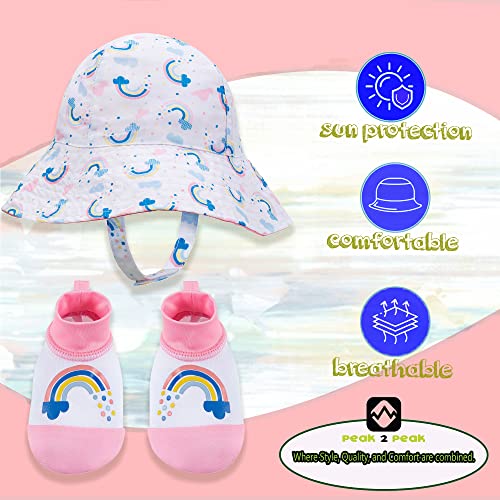 PEAK 2 PEAK Baby Boys & Girls Swim Hat & Booties Set, UPF 50+ Sun Protection, 0–12 Months