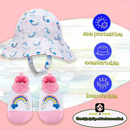 PEAK 2 PEAK Baby Boys & Girls Swim Hat & Booties Set, UPF 50+ Sun Protection, 0–12 Months