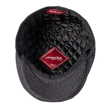 Men Wool Plaid Ivy Gatsby Newsboy Cap - color: Grey, size: 7 3/8